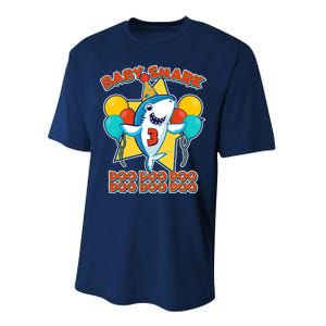 Birthday Baby Shark Doo Age 3 Performance Sprint T-Shirt