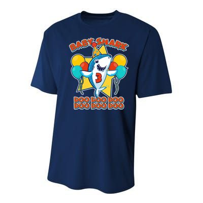 Birthday Baby Shark Doo Age 3 Youth Performance Sprint T-Shirt