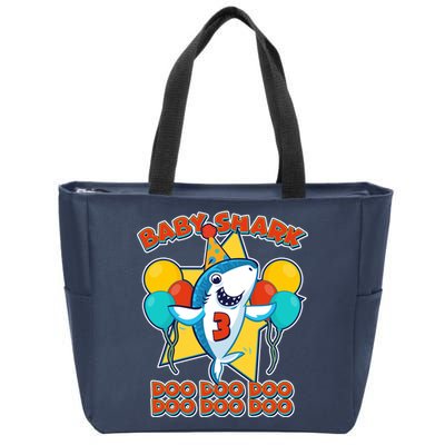 Birthday Baby Shark Doo Age 3 Zip Tote Bag