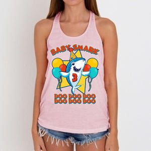 Birthday Baby Shark Doo Age 3 Women's Knotted Racerback Tank