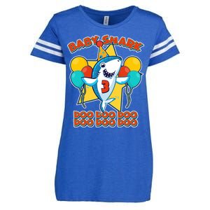 Birthday Baby Shark Doo Age 3 Enza Ladies Jersey Football T-Shirt