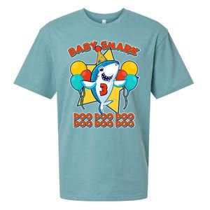 Birthday Baby Shark Doo Age 3 Sueded Cloud Jersey T-Shirt