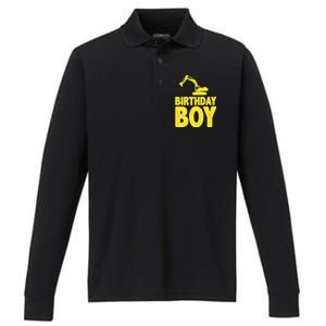 Birthday Boy Construction Crew Performance Long Sleeve Polo