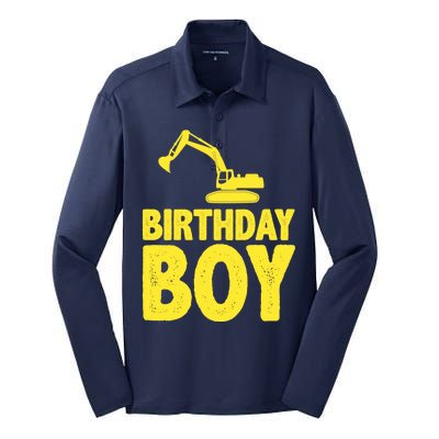 Birthday Boy Construction Crew Silk Touch Performance Long Sleeve Polo