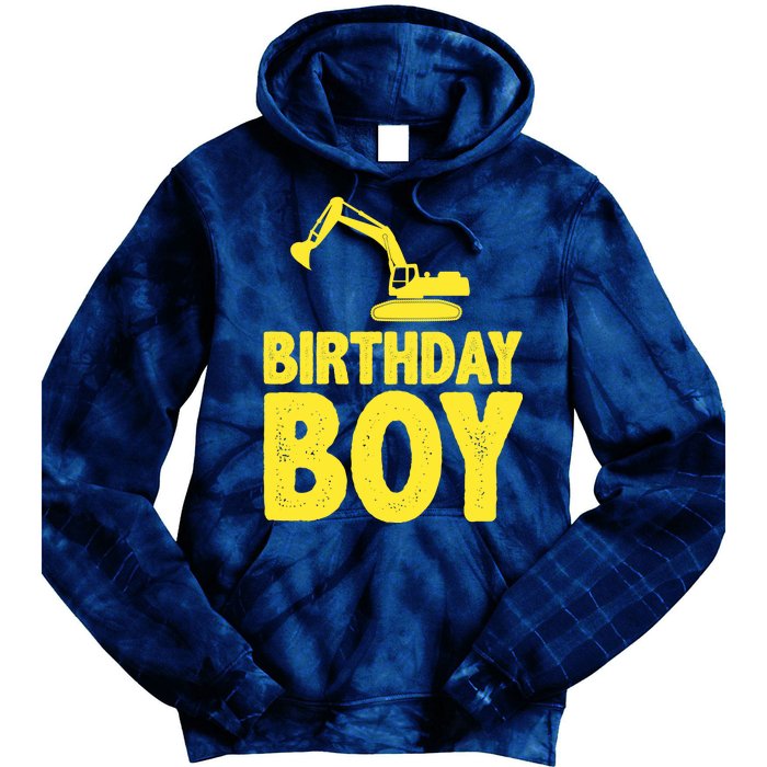 Birthday Boy Construction Crew Tie Dye Hoodie