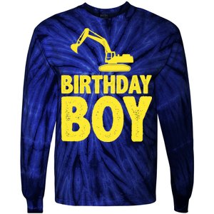 Birthday Boy Construction Crew Tie-Dye Long Sleeve Shirt