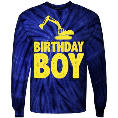 Birthday Boy Construction Crew Tie-Dye Long Sleeve Shirt