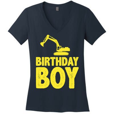 Birthday Boy Construction Crew Women's V-Neck T-Shirt