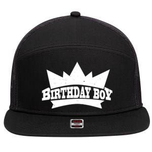 Birthday Boy Crown Classic Logo 7 Panel Mesh Trucker Snapback Hat