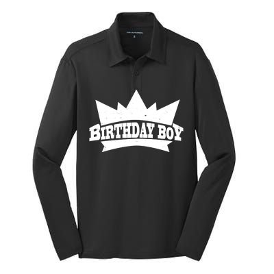 Birthday Boy Crown Classic Logo Silk Touch Performance Long Sleeve Polo