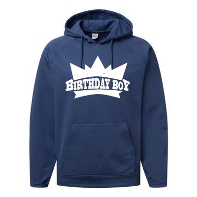 Birthday Boy Crown Classic Logo Performance Fleece Hoodie