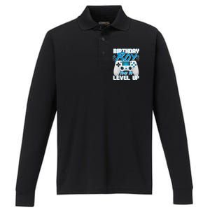 Birthday Boy Time To Level Up Video Gamer Performance Long Sleeve Polo