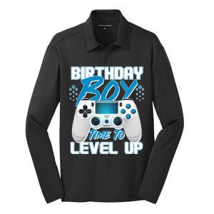 Birthday Boy Time To Level Up Video Gamer Silk Touch Performance Long Sleeve Polo