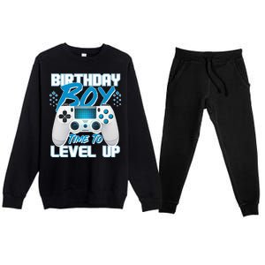 Birthday Boy Time To Level Up Video Gamer Premium Crewneck Sweatsuit Set