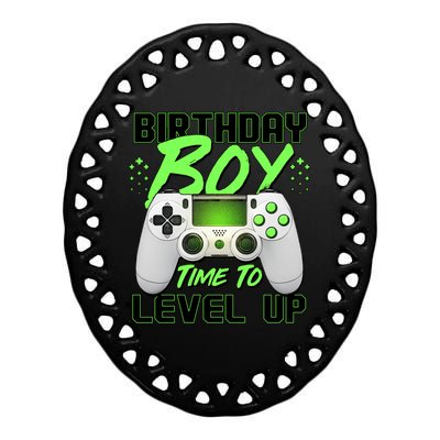 Birthday Boy Time To Level Up Video Gamer Ceramic Oval Ornament