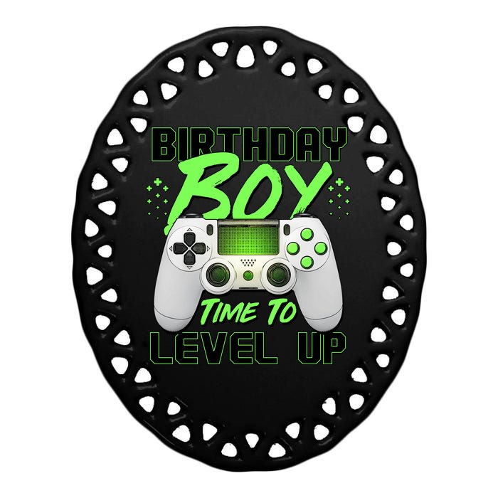 Birthday Boy Time To Level Up Video Gamer Ceramic Oval Ornament