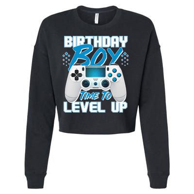 Birthday Boy Time To Level Up Video Gamer Cropped Pullover Crew