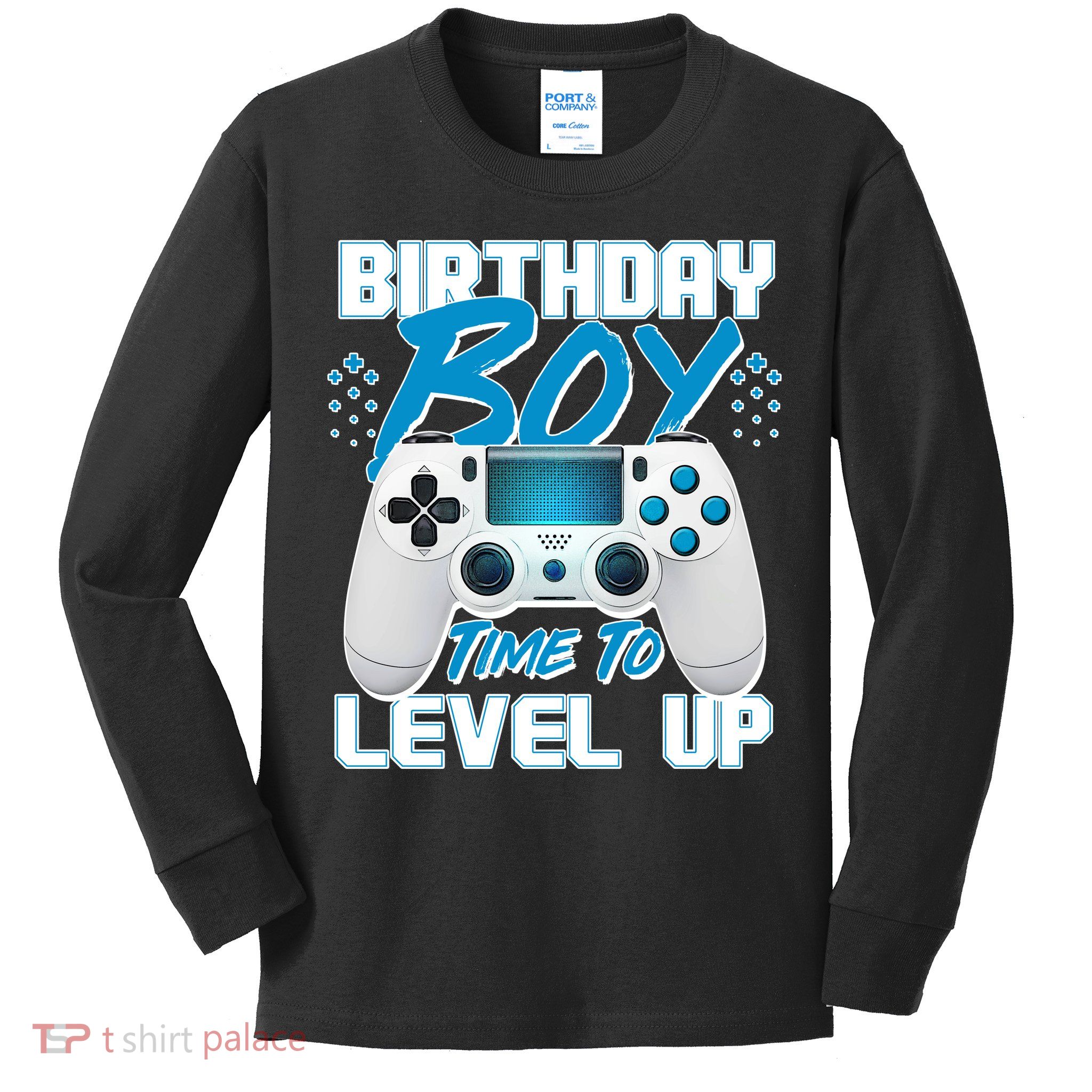 Birthday Boy Time To Level Up Video Gamer Kids Long Sleeve Shirt