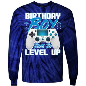 Birthday Boy Time To Level Up Video Gamer Tie-Dye Long Sleeve Shirt