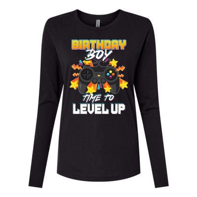 Birthday Boy Time to Level Up Video Gamer Cute Funny Womens Cotton Relaxed Long Sleeve T-Shirt