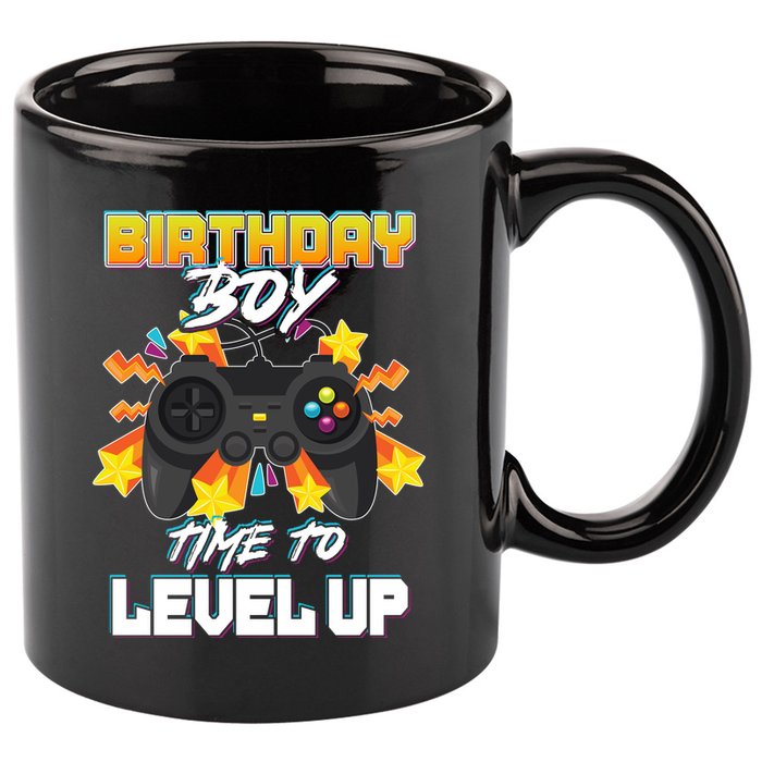 Birthday Boy Time to Level Up Video Gamer Cute Funny 11oz C Handle Ceramic Mug