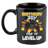 Birthday Boy Time to Level Up Video Gamer Cute Funny 11oz C Handle Ceramic Mug
