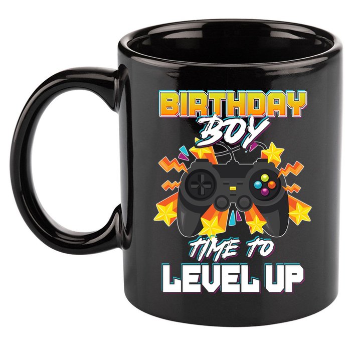 Birthday Boy Time to Level Up Video Gamer Cute Funny 11oz C Handle Ceramic Mug