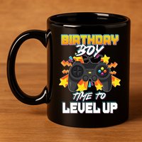 Birthday Boy Time to Level Up Video Gamer Cute Funny 11oz C Handle Ceramic Mug