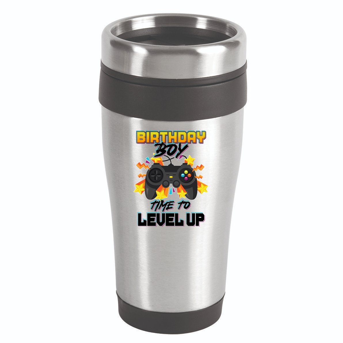 Birthday Boy Time to Level Up Video Gamer Cute Funny 16oz Travel Tumbler