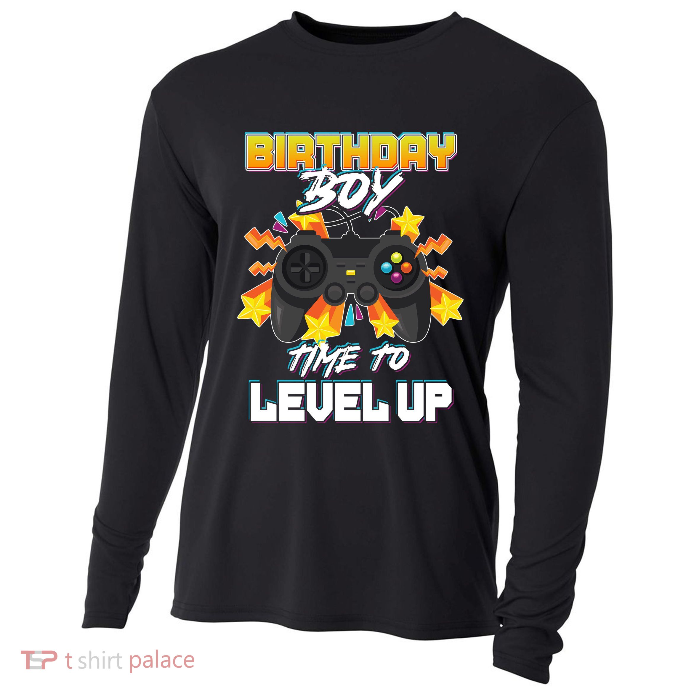 Birthday Boy Time to Level Up Video Gamer Cute Funny Cooling Performance Long Sleeve Crew