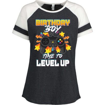 Birthday Boy Time to Level Up Video Gamer Cute Funny Enza Ladies Jersey Colorblock Tee