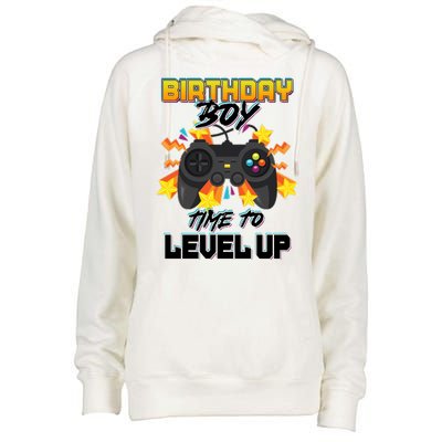 Birthday Boy Time to Level Up Video Gamer Cute Funny Womens Funnel Neck Pullover Hood