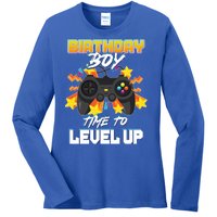 Birthday Boy Time to Level Up Video Gamer Cute Funny Ladies Long Sleeve Shirt