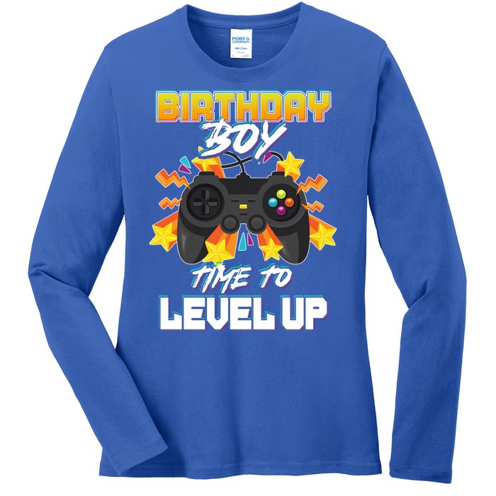 Birthday Boy Time to Level Up Video Gamer Cute Funny Ladies Long Sleeve Shirt