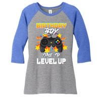 Birthday Boy Time to Level Up Video Gamer Cute Funny Women's Tri-Blend 3/4-Sleeve Raglan Shirt