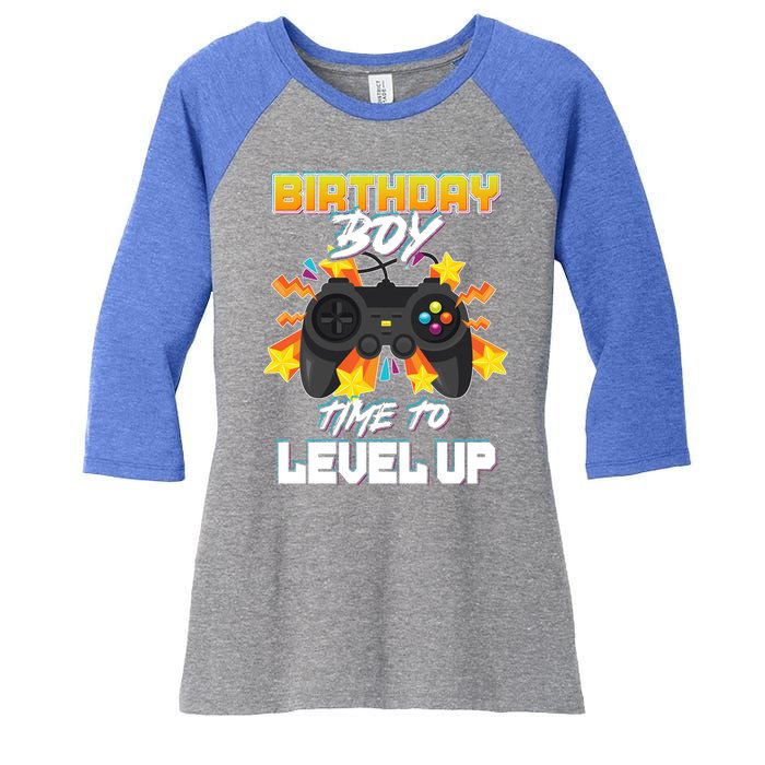 Birthday Boy Time to Level Up Video Gamer Cute Funny Women's Tri-Blend 3/4-Sleeve Raglan Shirt