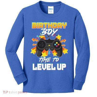 Birthday Boy Time to Level Up Video Gamer Cute Funny Kids Long Sleeve Shirt