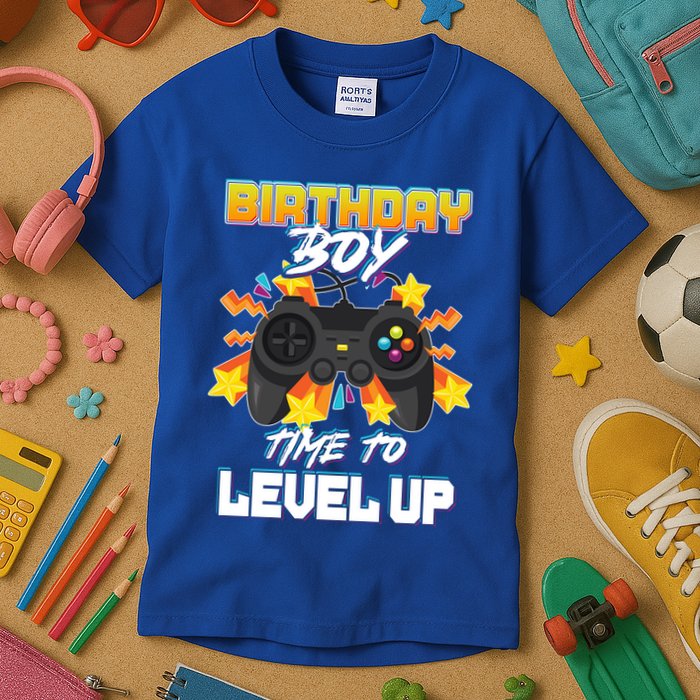Birthday Boy Time to Level Up Video Gamer Cute Funny Kids T-Shirt