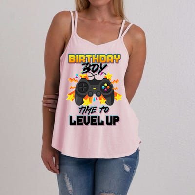 Birthday Boy Time to Level Up Video Gamer Cute Funny Women's Strappy Tank