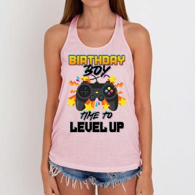 Birthday Boy Time to Level Up Video Gamer Cute Funny Women's Knotted Racerback Tank