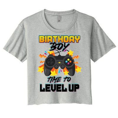 Birthday Boy Time to Level Up Video Gamer Cute Funny Women's Crop Top Tee