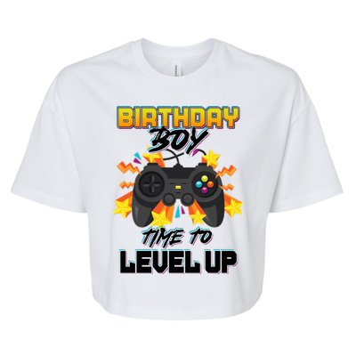 Birthday Boy Time to Level Up Video Gamer Cute Funny Bella+Canvas Jersey Crop Tee