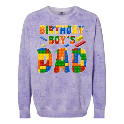 Birthday Boy's Dad Building Blocks Colorblast Crewneck Sweatshirt