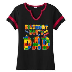 Birthday Boy's Dad Building Blocks Ladies Halftime Notch Neck Tee