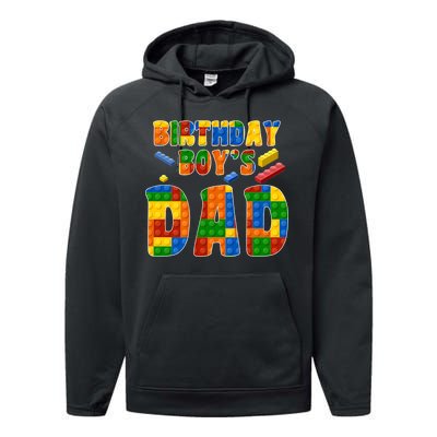 Birthday Boy's Dad Building Blocks Performance Fleece Hoodie