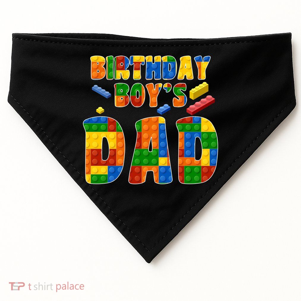 Birthday Boy's Dad Building Blocks USA-Made Doggie Bandana