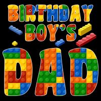 Birthday Boy's Dad Building Blocks Button