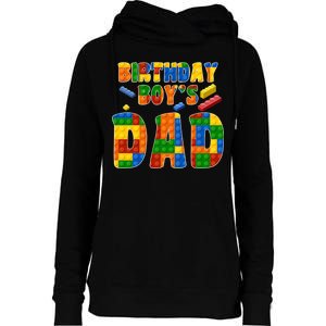 Birthday Boy's Dad Building Blocks Womens Funnel Neck Pullover Hood