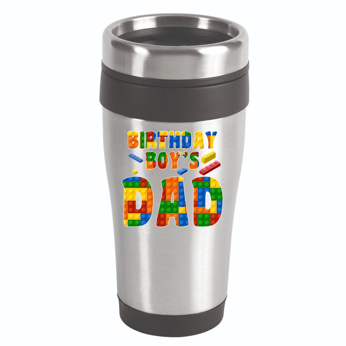 Birthday Boy's Dad Building Blocks 16oz Travel Tumbler