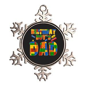 Birthday Boy's Dad Building Blocks Metallic Star Ornament